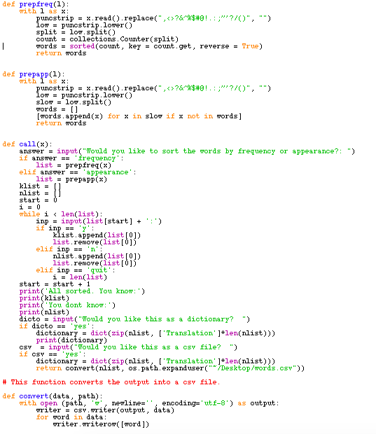 A simple program for language learners